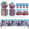 thumbnail image 1 of 82 PCS Spidey Birthday Party Tableware Set, Spidey Plates and Napkins Set Includes Plates, Napkins, Paper Cups, Tablecloth for Birthday Decorations, 1 of 3