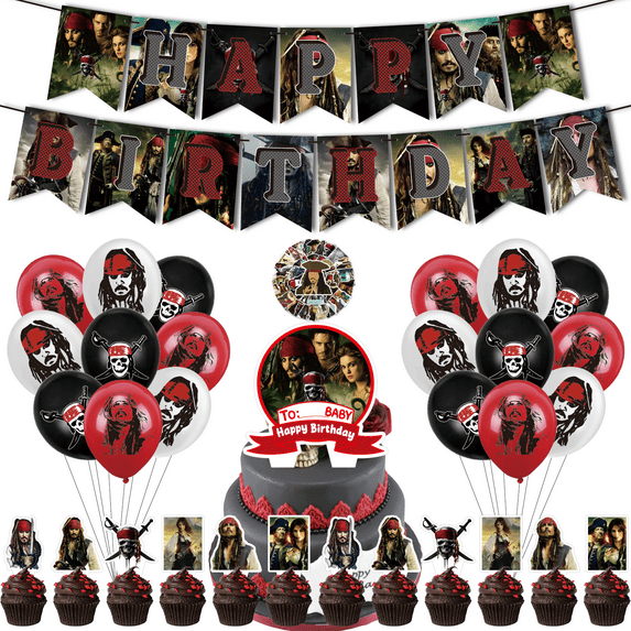 82 Pcs For Pirates of the Caribbean Cartoon Theme Birthday Party ...