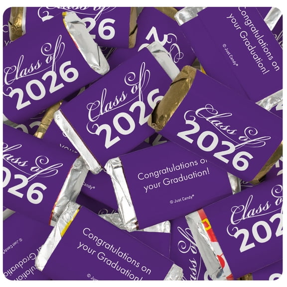 68 Pcs Purple Graduation Candy Favors Class Of 2026 Wrapped Miniatures (1.25lb Bag)