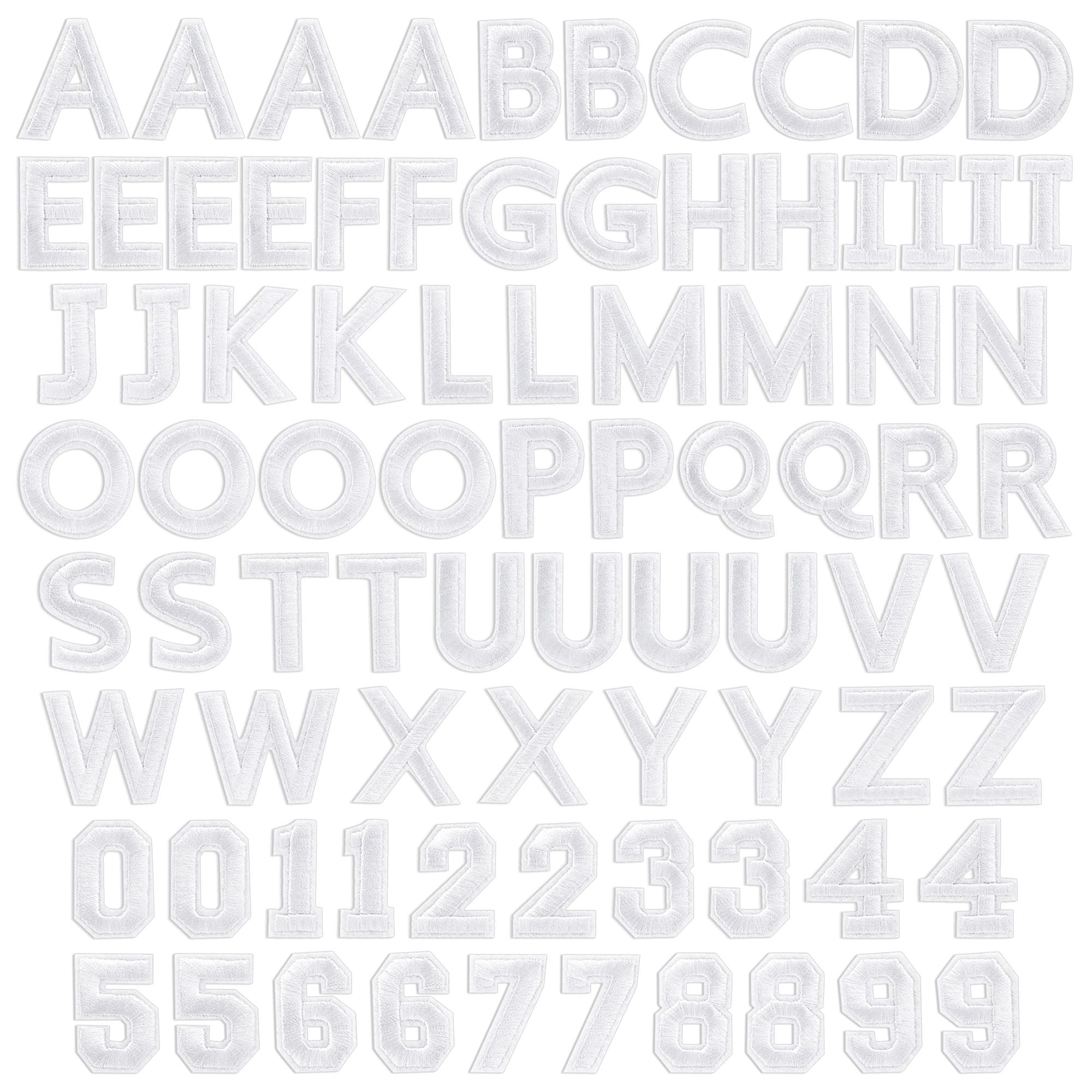 BRIGHT CREATIONS 82 Piece Embroidered Iron on Letter Patches and Numbers for Clothing, Backpacks, Sew On Appliques, Arts and Crafts (White, 1 In)