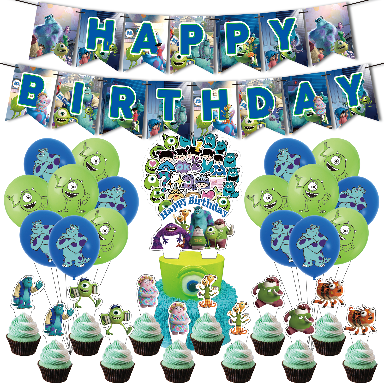 82-Piece For Monsters Inc Cartoon Theme Birthday Party Decorations Set