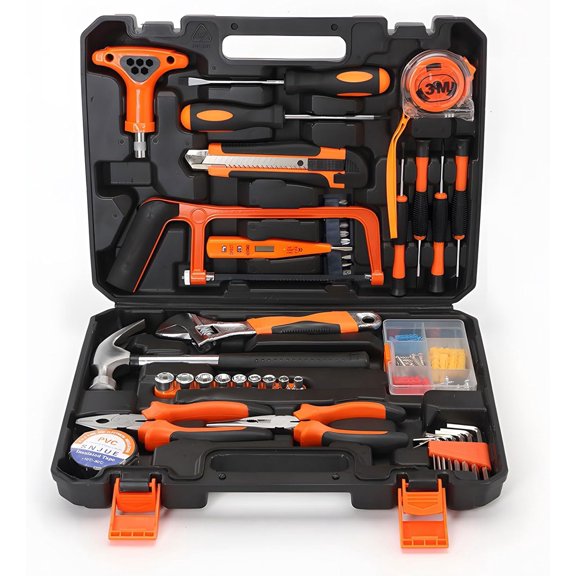 82-Piece Home Tool Kit: Complete Set of Essential Tools for DIY Repair & Maintenance, Perfect Apartment Essentials with Plastic Toolbox Storage Case