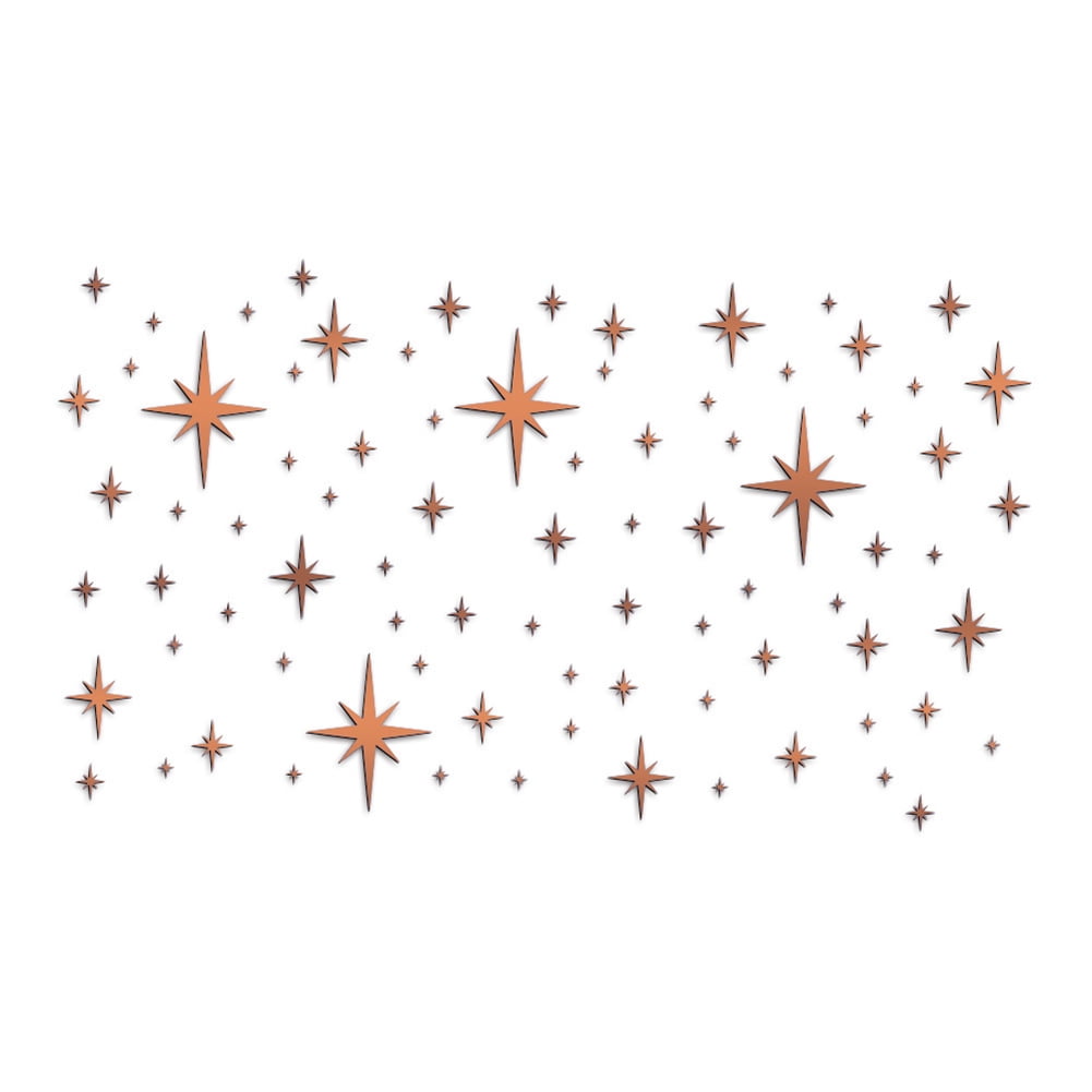 Setting Image Decals 82 Pieces Mirror Wall Stickers, Removable Star Wall Decals, Acrylic ...