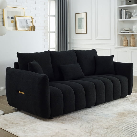 82" Premium Fabric Sofa Upholstered Couch with 3 Back Pillows, 3 Back Cushions and Armrest, 3-Seater Sofa Couch