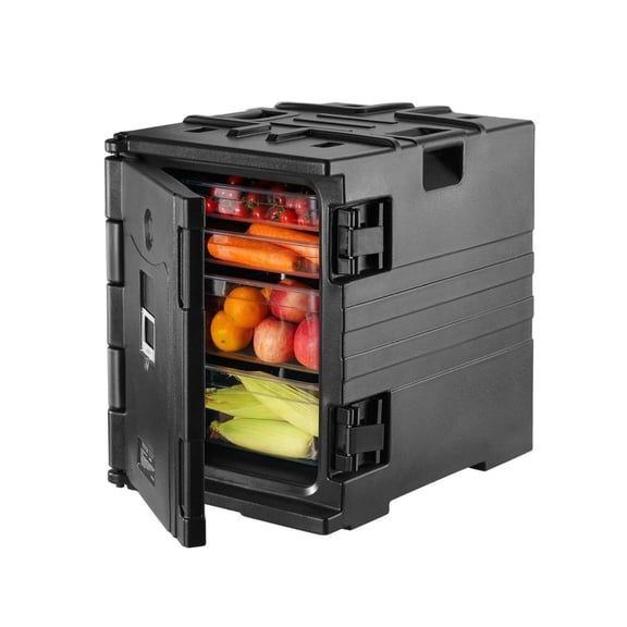 82 Qt Insulated Food Carrier, Catering Hot Box, LLDPE Food Warmer, Stackable End Loader for Restaurant, Canteen, Delivery; Black