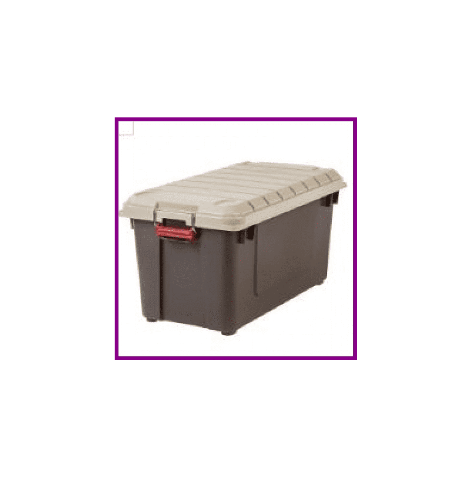 82 Qt. Stackable Storage Tote, with HeavyDuty Red Buckles and Beige