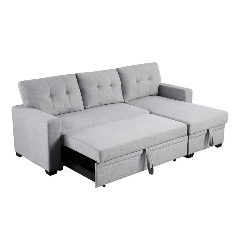 JAMPOOCA Linen L Shape Comfy Sectional Sofa, Light Gray