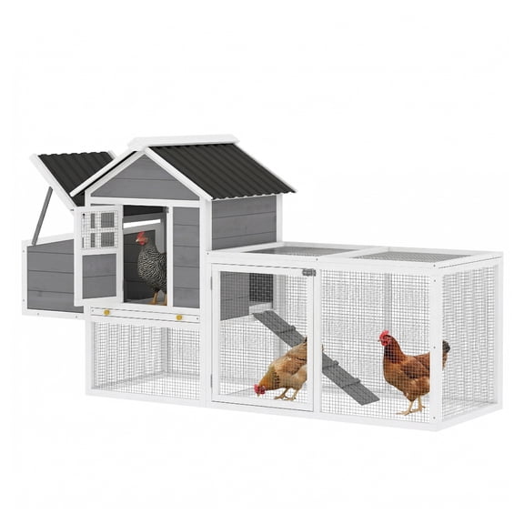 82" Wooden Chicken Coop, Hen House for 2-3 Chickens, Outdoor Rabbit Hutch with Nesting Box & Tray