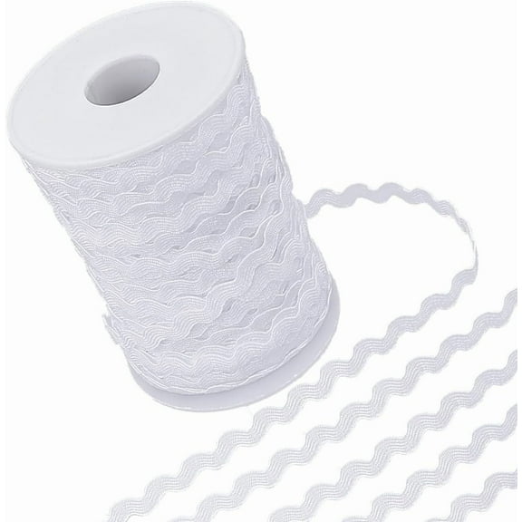 82 Yard White Rick Rack Trim Wavy Bending Ribbon RIC Rac Fringe Trim Wave Polyester Webbing Ribbon Zig Zag Edging Braid Trimming for Sewing DIY Crafts Gift Wrapping Making Home Decor diy
