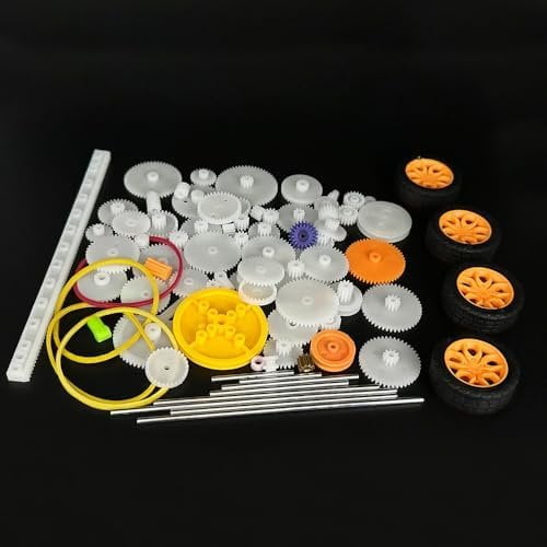82 count Plastic Gears Set Gear Accessories for DC DIY Model Toys RC Robot Gear Module 0.5 Gears Axle Tire Gear Belt Bushings Rack DIY Set