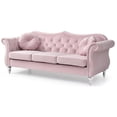 thumbnail image 1 of 82 in. Hollywood Velvet Chesterfield 3-Seater Sofa with 2-Throw Pillow, Pink, 1 of 1