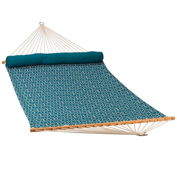 The Hamptons Collection 82" x 55" Blue Lowry Lattice Patterned Reversible Quilted Hammock with