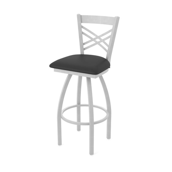 820 Catalina 25" Swivel Counter Stool with Anodized Nickel Finish and Black Vinyl Seat
