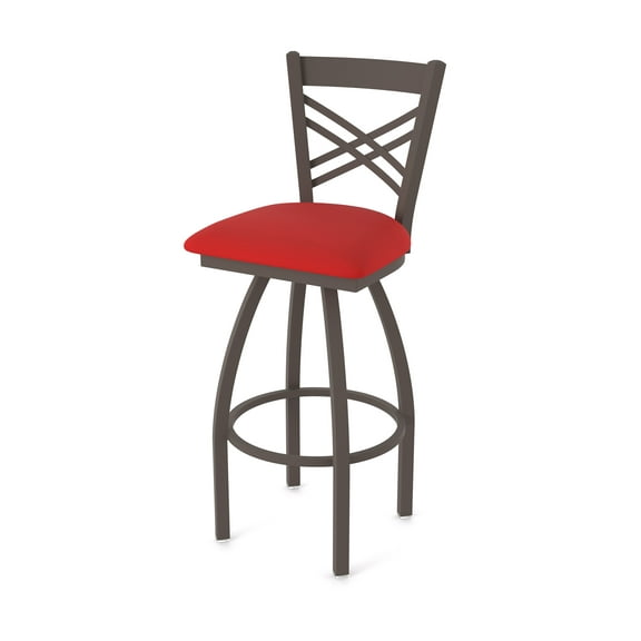 820 Catalina 25" Swivel Counter Stool with Bronze Finish and Canter Red Seat