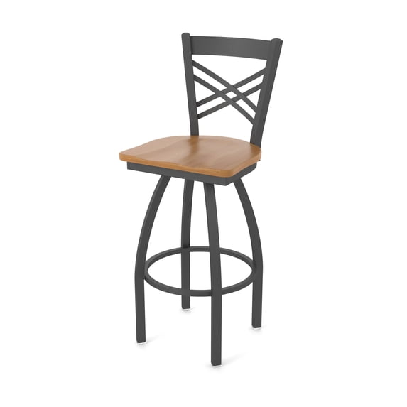 820 Catalina 25" Swivel Counter Stool with Pewter Finish and Medium Maple Seat