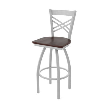 820 Catalina 30" Swivel Bar Stool with Anodized Nickel Finish and Dark Cherry Maple Seat