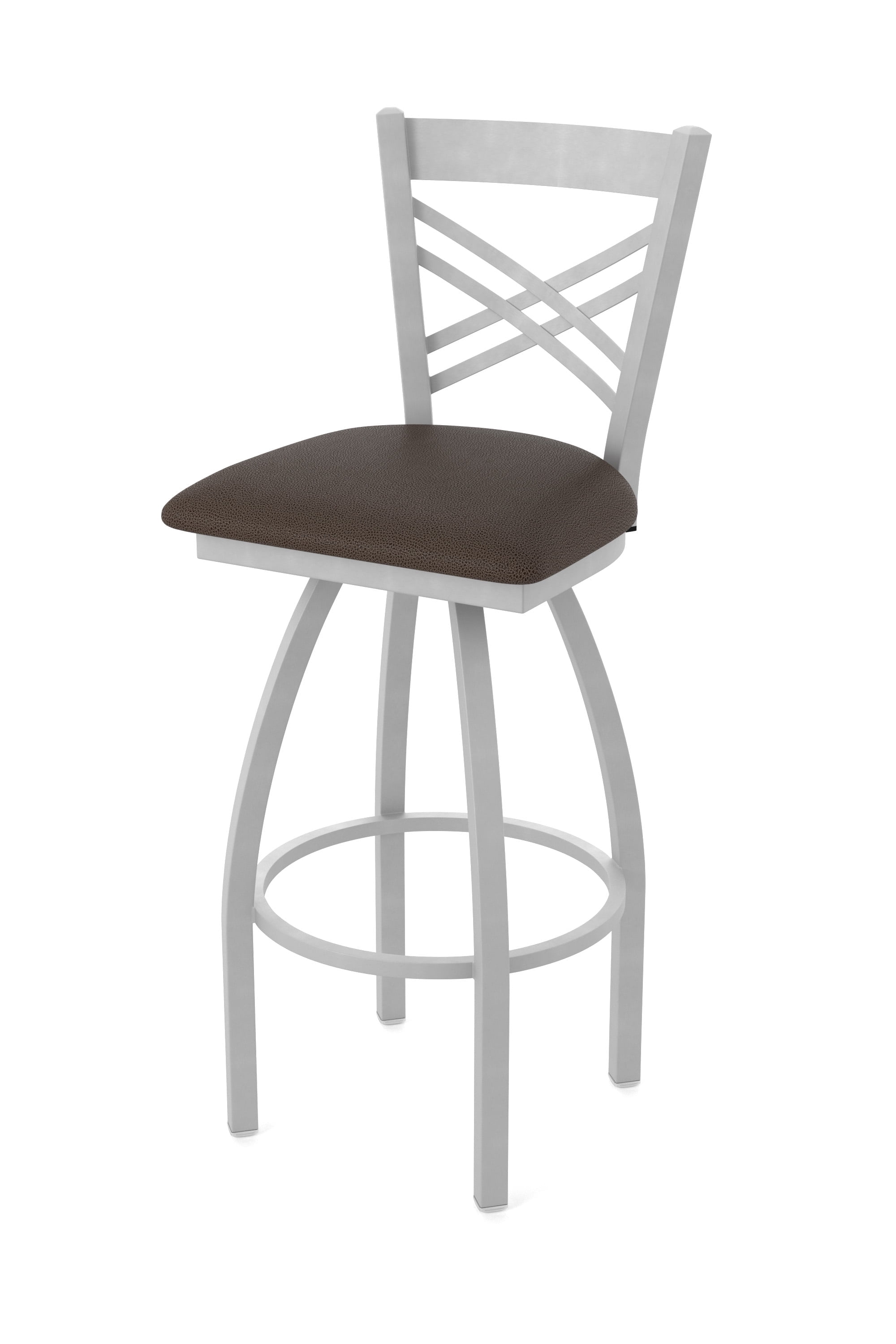 Catalina 30" Swivel Bar Stool with Bronze Frame and Rein Coffee Faux Leather
