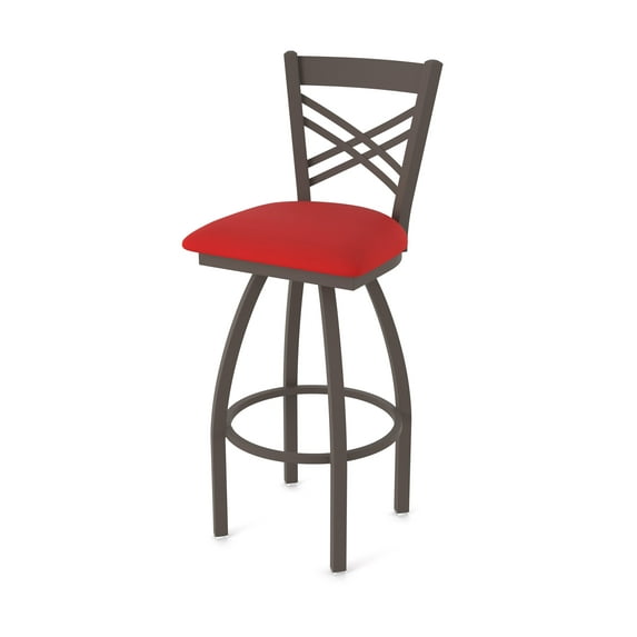 820 Catalina 30" Swivel Bar Stool with Bronze Finish and Canter Red Seat