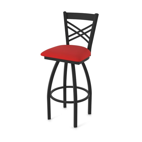 820 Catalina 36" Swivel Bar Stool with Black Wrinkle Finish and Canter Red Seat