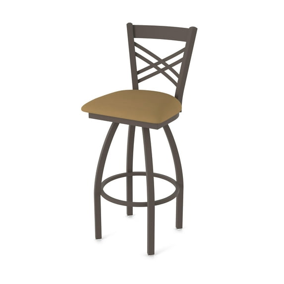 820 Catalina 36" Swivel Bar Stool with Bronze Finish and Canter Saddle Seat