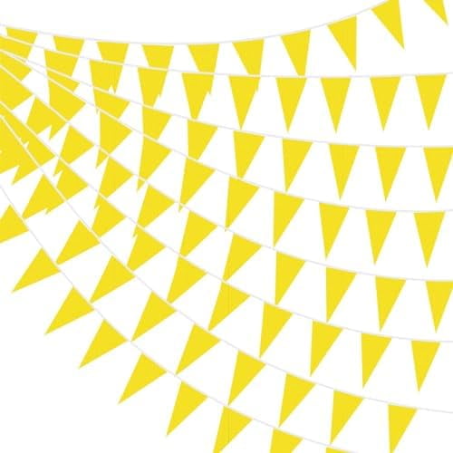 820 ft 500 Pcs Pennant Banner Flag String Hanging Triangle Bunting Flag for Carnival Party Outdoor Events Birthday Classroom Decoration(Yellow)