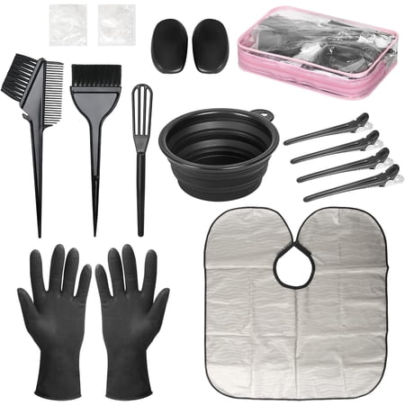 Livhil 16 Pieces Hair Dye Bowl and Brush Kit, Reusable Hair Dye Tools for Salon Home, DIY Hair Dye Kit with Gloves