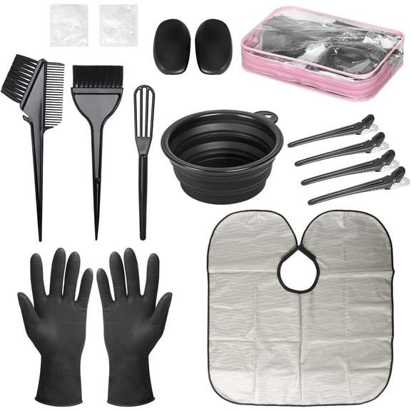 Livhil 16 Pieces Hair Dye Bowl and Brush Kit, Reusable Hair Dye Tools for Salon Home, DIY Hair Dye Kit with Gloves