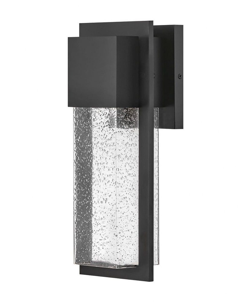 Alex Black Dimmable Outdoor Wall Lantern with Clear Seedy Glass