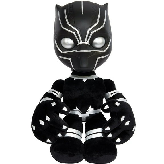 Marvel Black Panther Heart of Wakanda Plush Figure with Lights and Sounds, Black Panther Soft Doll for Fans and Collectors