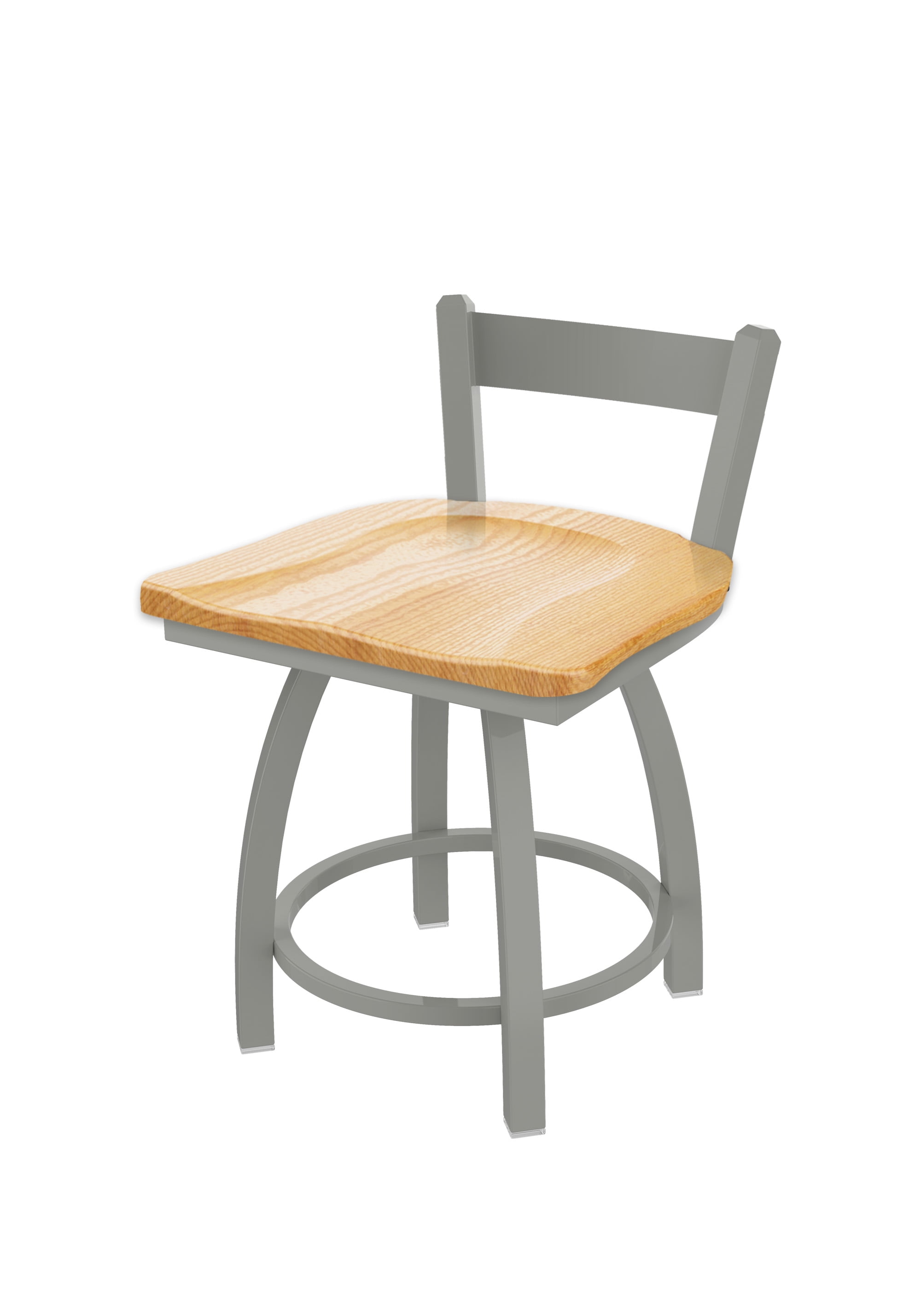 Catalina 18" Anodized Nickel Swivel Vanity Stool with Natural Oak Seat