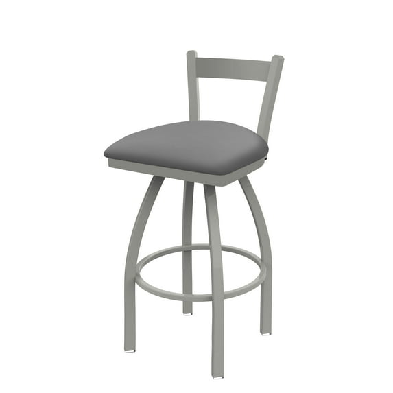 821 Catalina 25" Low Back Swivel Counter Stool with Anodized Nickel Finish and Canter Folkstone Grey Seat