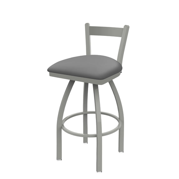 821 Catalina 30" Low Back Swivel Bar Stool with Anodized Nickel Finish and Canter Folkstone Grey Seat