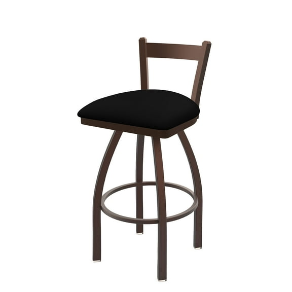 821 Catalina 30" Low Back Swivel Bar Stool with Bronze Finish and Black Vinyl Seat