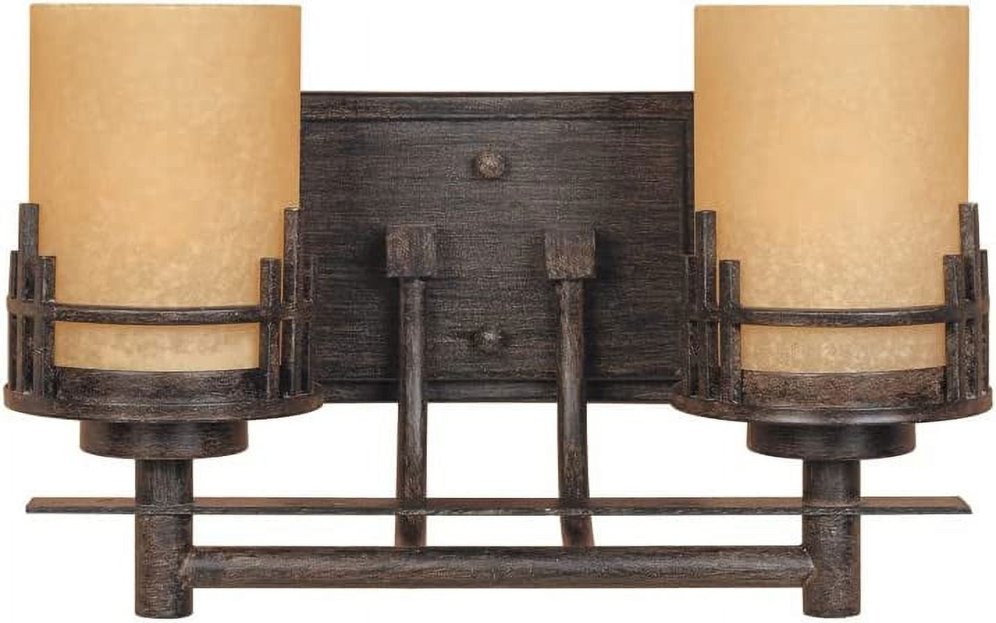 Mission Ridge Warm Mahogany 2-Light Wall Sconce with Goldenrod Glass