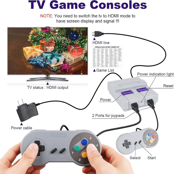 821Games Wireless High Definition Retro Game Console, Retro Two Player Game Console with Two Game Controllers | Compatible with TVs, Computers, and Projectors, Great Choice for Holiday and Cozy Momen