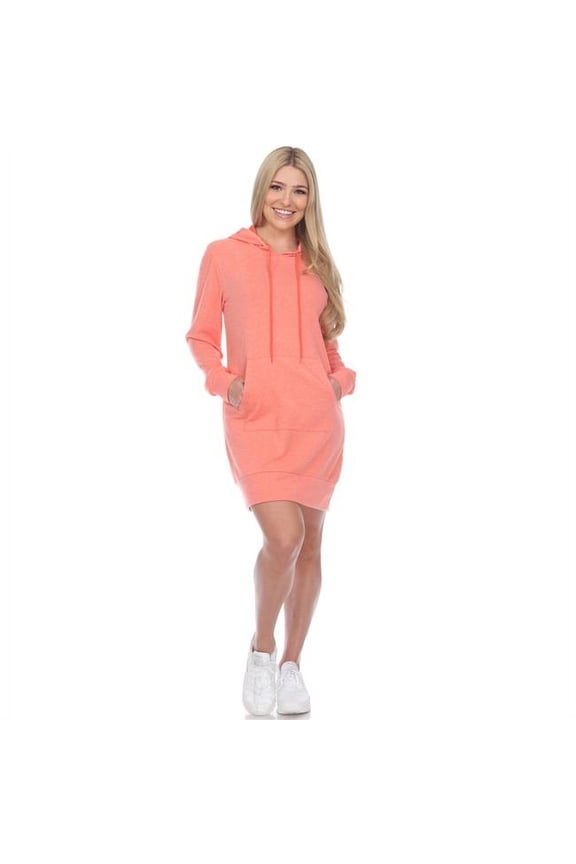 822-01-L Hoodie Sweatshirt Dress, Coral - Large
