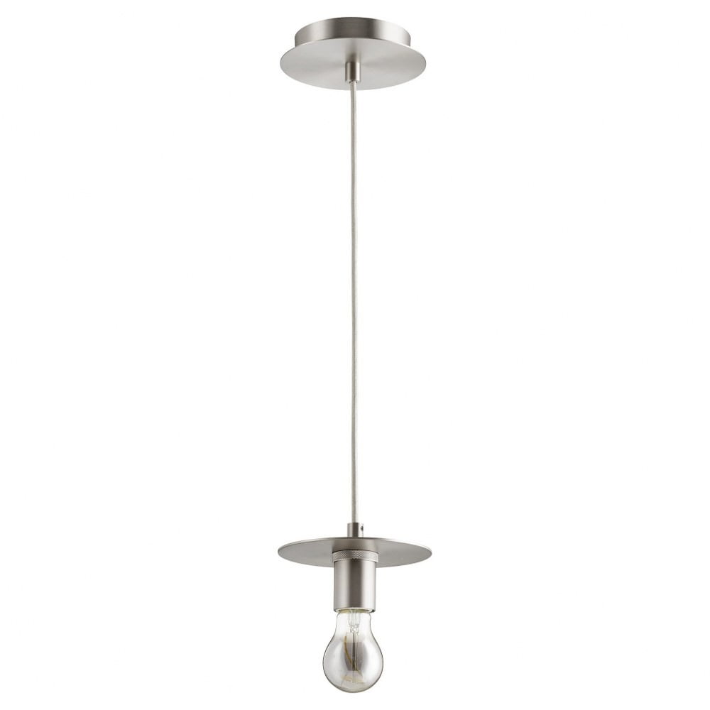 Satin Nickel Mini Pendant Light with Exposed Bulb