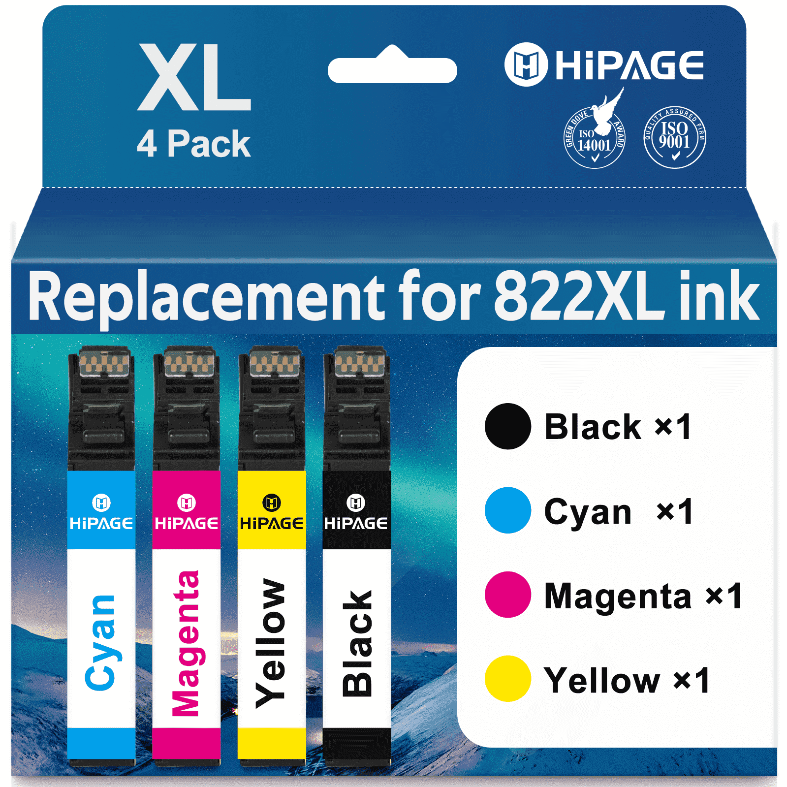 HIPAGE 822XL Ink Cartridge Pack for Epson Workforce Pro WF-3820 WF