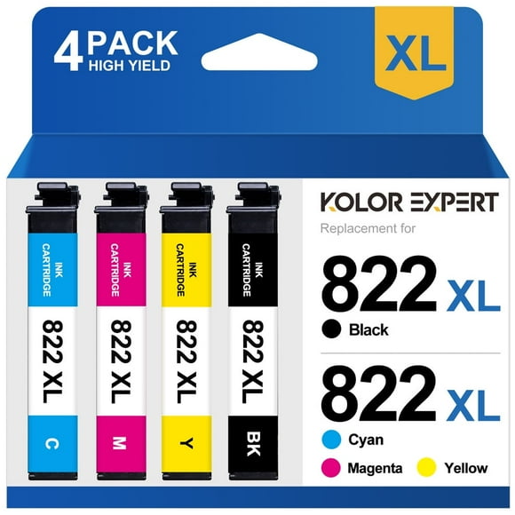 822XL Ink Cartridge for Epson 822 Ink 822xl Use with Epson Workforce Pro WF-3820 WF-4820 WF-4830 Printer (Black Cyan Magenta Yellow, 4-Pack)
