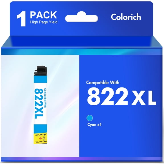 822XL Ink Cartridges 1 pack Cyan Compatible for Epson 822 822 XL 822XL Printer Ink for WorkForce Pro WF-3820 WF-4820 WF-4830 WF-4833 WF-4834 WF-3823