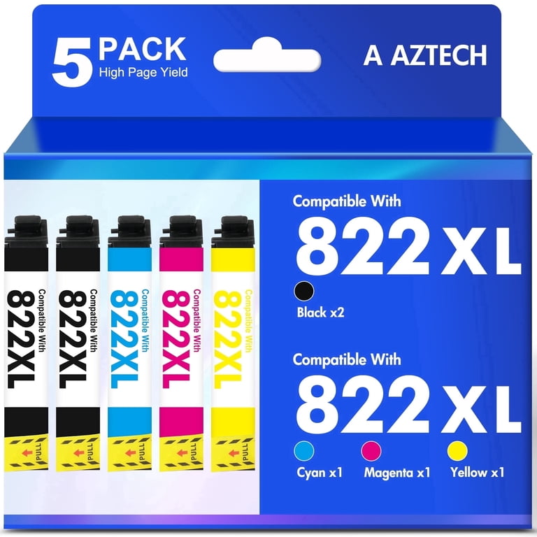 822XL Ink Cartridges 5 Pack Compatible for Epson 822 822XL Printer