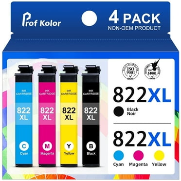 822XL Ink Cartridges for Epson 822 Ink Cartridges for Epson Workforce Pro WF-3820 WF-4833 WF-4820 WF-4830 WF-4834(Black, Cyan, Magenta, Yellow,4-Pack)