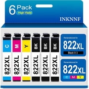 INKNNF Compatible with Epson 822XL Ink Cartridges Combo Pack, High Yield (1100 Pages) for WorkForce Pro WF-3820 WF-4820 WF-4830 WF-3823, 6-Pack