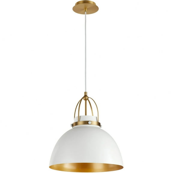 823-0880-Quorum Lighting-1 Light Pendant In contemporary Style-16.25 Inches Tall and 15 Inches Wide-Studio White/Aged Brass Finish    -Traditional
