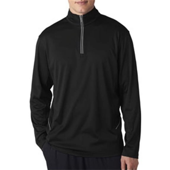 8230 Adult Cool & Dry Sport 1 By 4-Zip Pullover - Black, 3XL