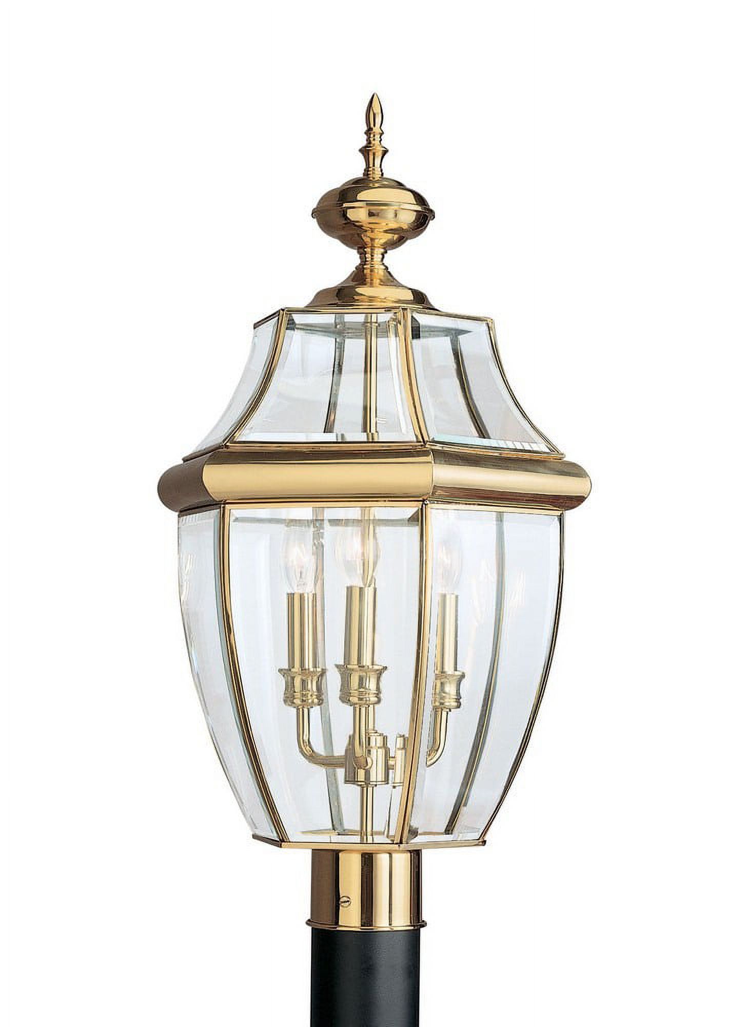 8239-02-Generation Lighting-Sea Gull Lighting-Three Light Outdoor Post Fixture in Traditional Style-13 Inch wide by 24 Inch high-Polished Brass - image 1 of 5