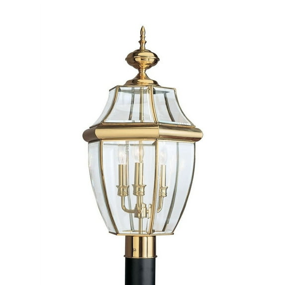 8239-02-Generation Lighting-Sea Gull Lighting-Three Light Outdoor Post Fixture in Traditional Style-13 Inch wide by 24 Inch high-Polished Brass