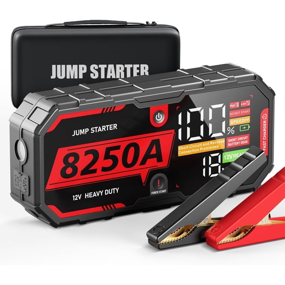 8250A Jump Starter Heavy Duty Jumper Portable Battery Pack (Up to 10L Gas / 6.5L Diesel), 24000mAh Power Bank, 12V Auto Car Truck Booster Box, 48-Months Stand-by Time