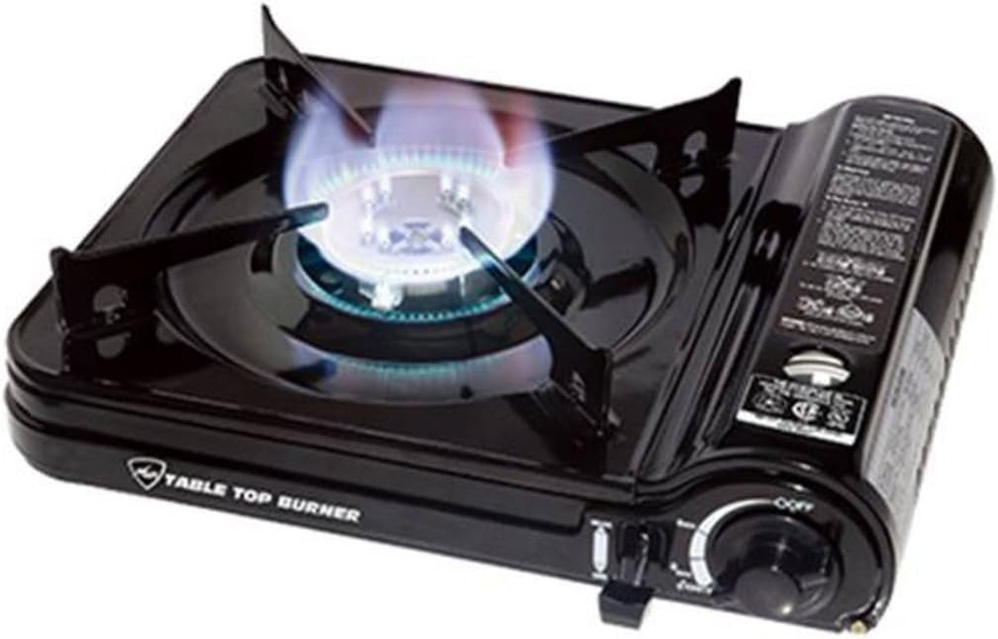 8253 Table Top Gas Burner, Black, 7650 BTU, Piezoelectric Ignition