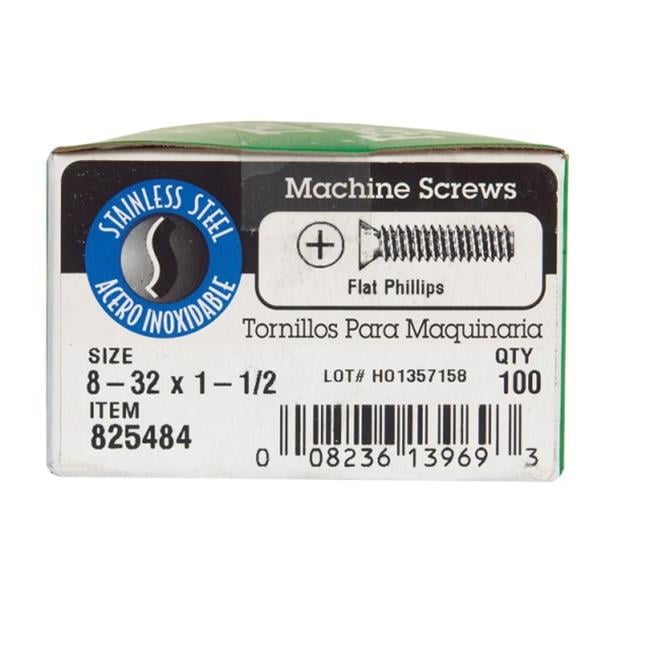 825484 8-32 x 1.5 in. Phillips Flat Head Stainless Steel Machine Screw